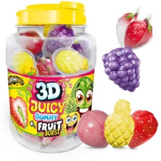   Johnny Bee 3D Juicy Gummy Fruit - obří plněné želatinové bonbóny 18g