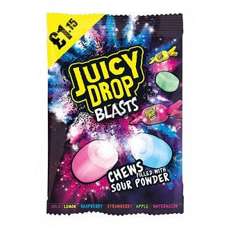Bazooka Juicy Drop Blasts kyselé plněné bonbóny 120g