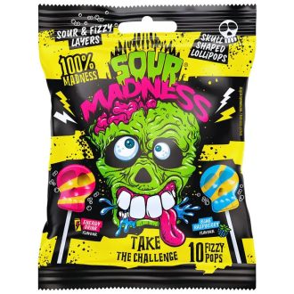 Sour Madness Extra kyselé lízátko Skull - sortiment 90g