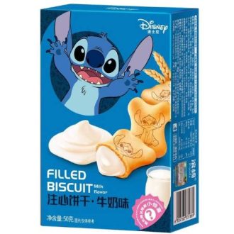   Binqi & Disney Stitch sušenky plněné mlékem 50g - plněné mléčné sušenky