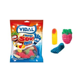 Vidal Mega sour mix 90g - kyselá směs na gumové bonbóny
